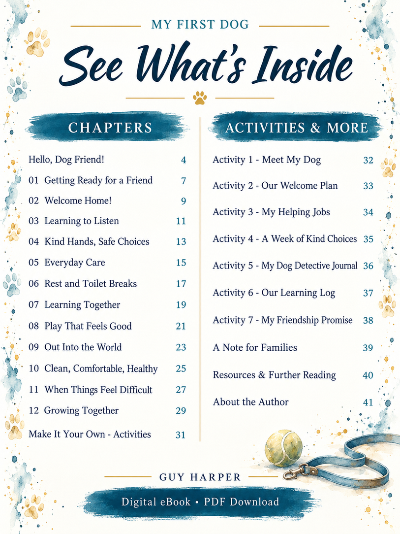 My First Dog: An Illustrated Kid’s Guide to Dog Care + 7 Printable Worksheets